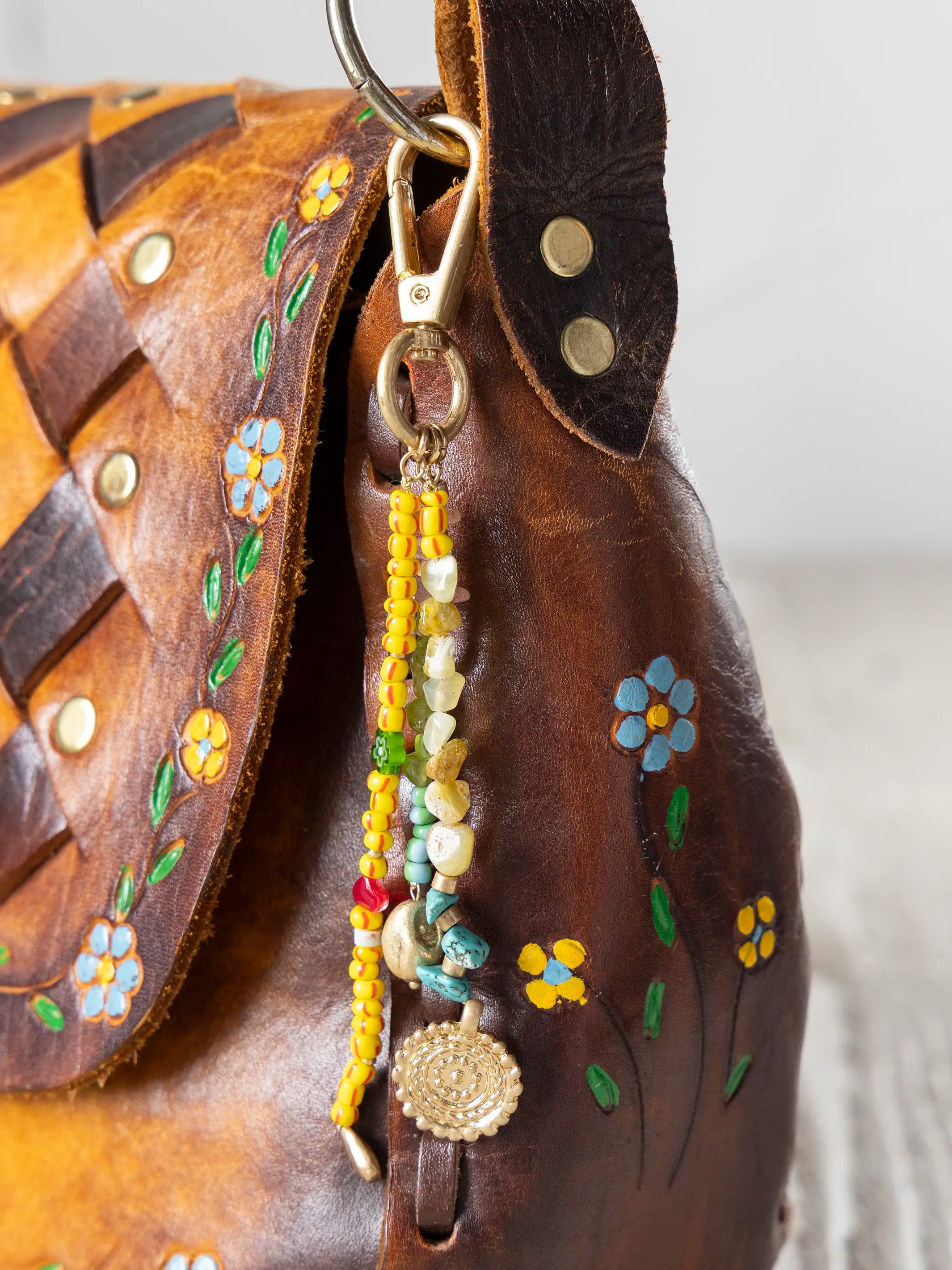 Beaded Keychain Bag Charm - Earth Stones