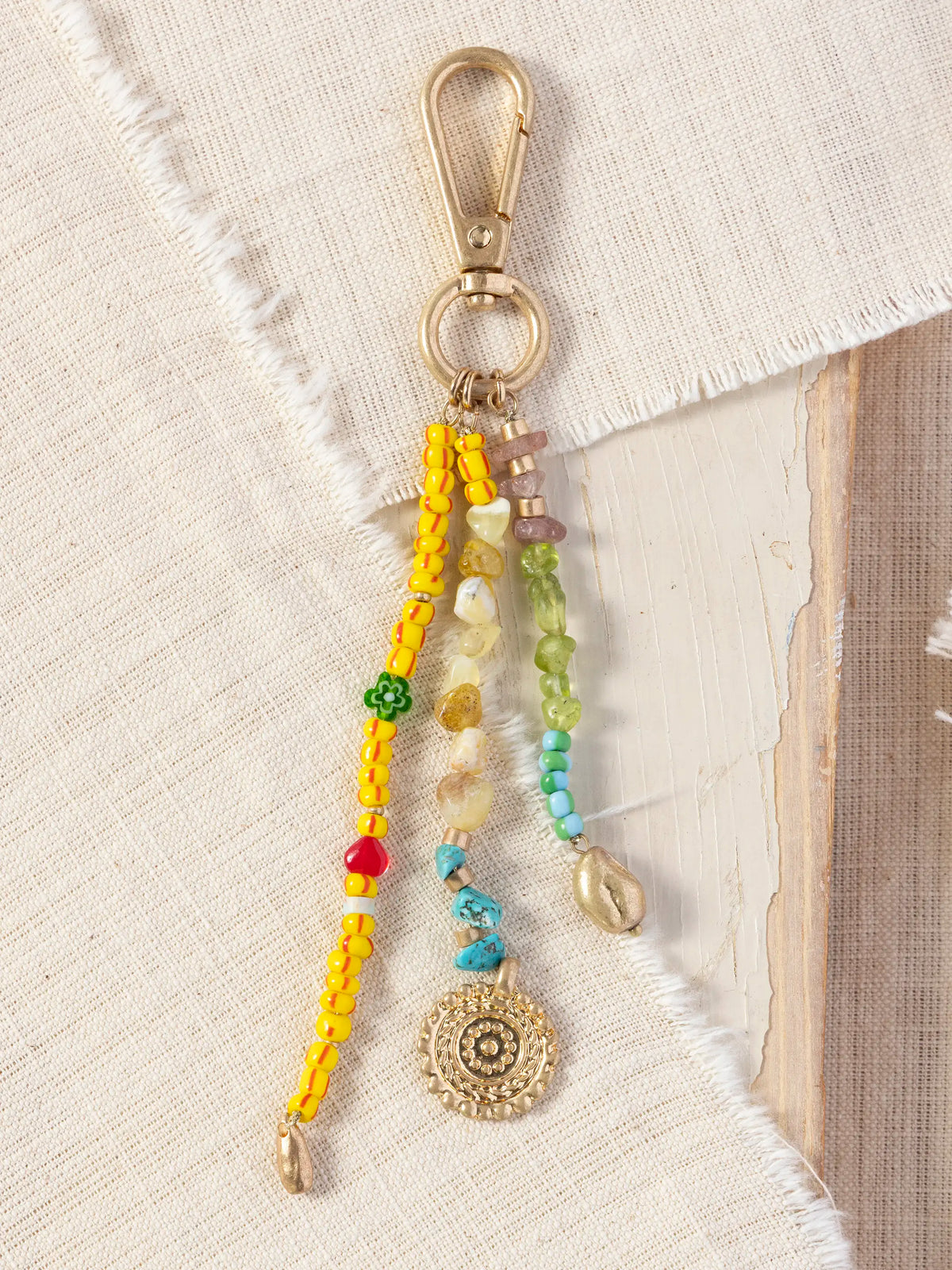 Beaded Keychain Bag Charm - Earth Stones