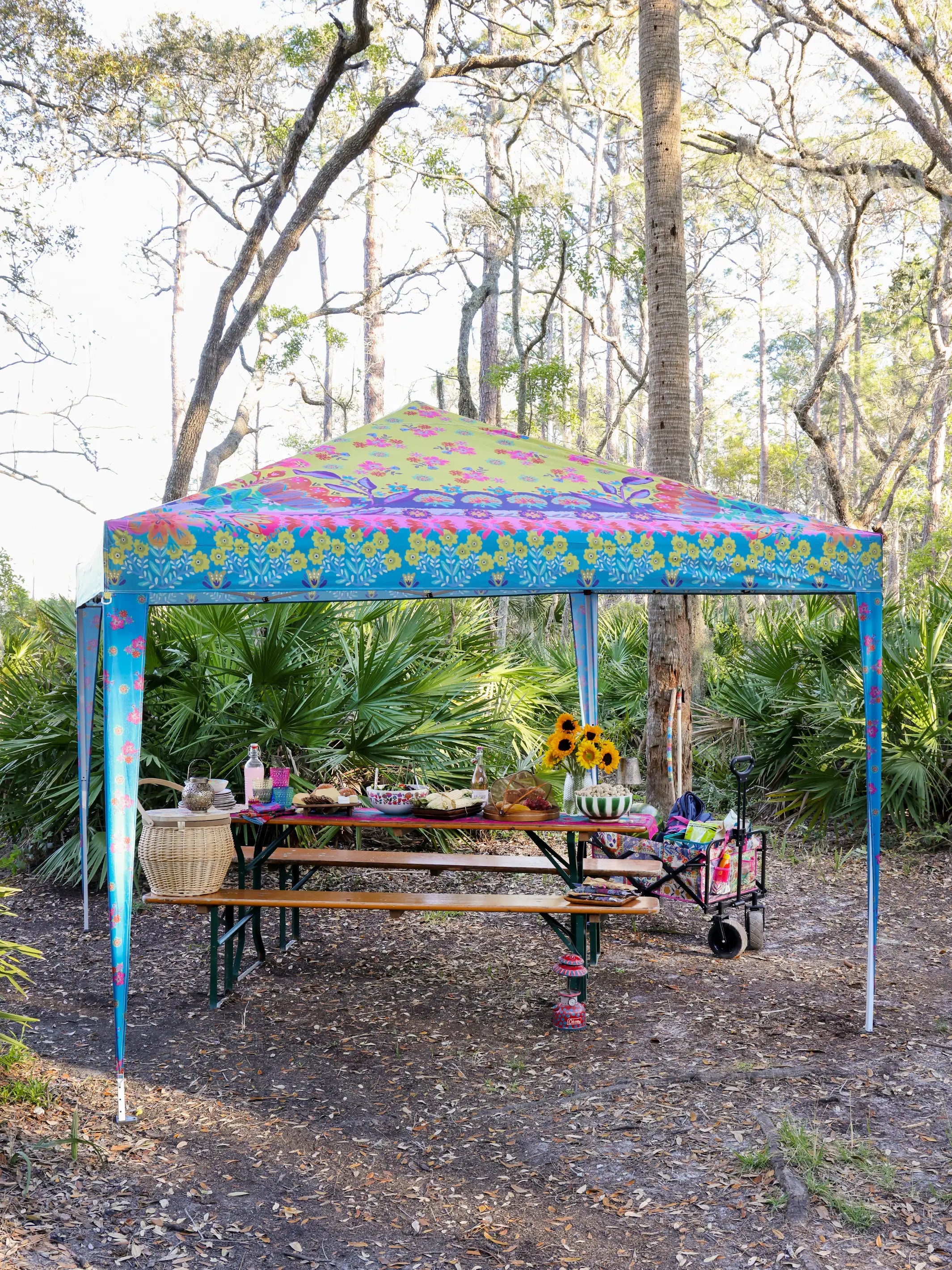 Live Happy Instant Canopy Tent - Dark Teal Floral