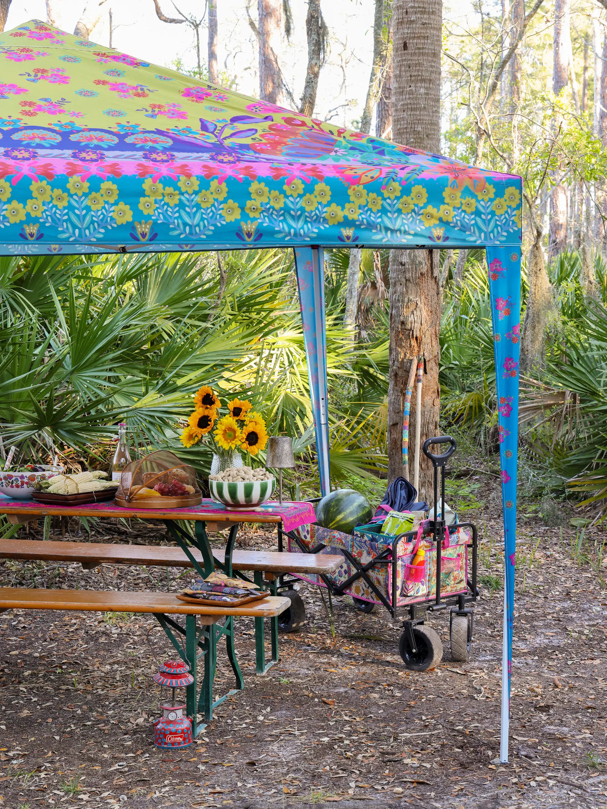 Live Happy Instant Canopy Tent - Dark Teal Floral