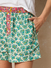 Dream On Cotton Boxer Shorts - Cream Folk Ditsy