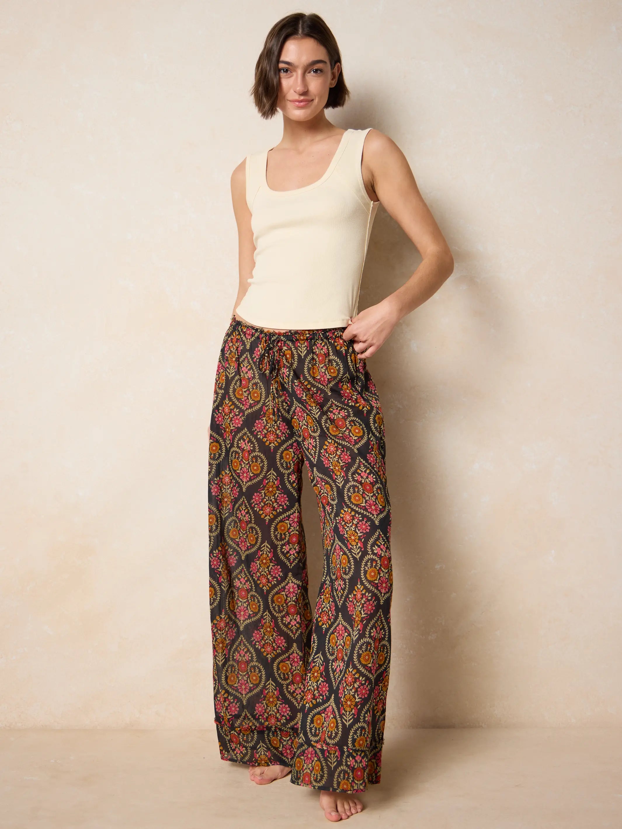 Dreamy Cotton Pajama Set - Charcoal Willow Medallion