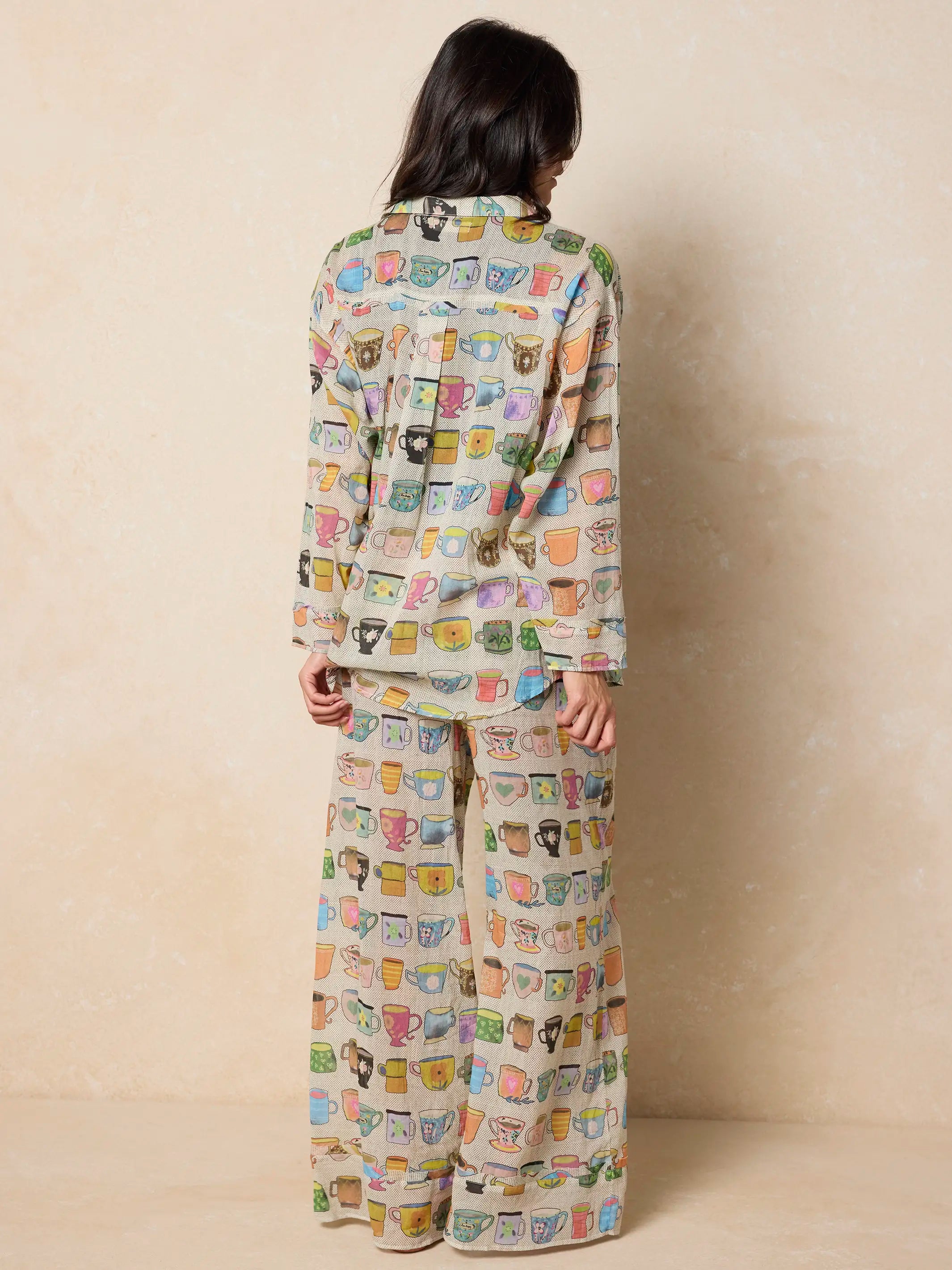 Dreamy Cotton Pajama Set - Coffee Cups