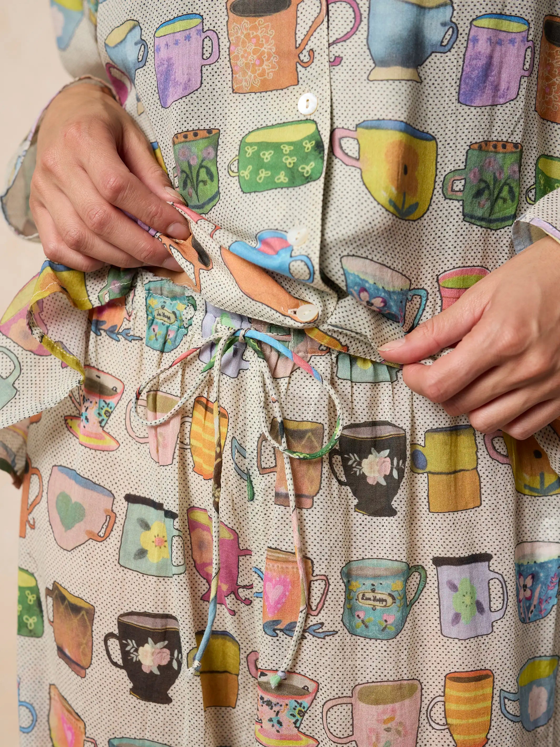 Dreamy Cotton Pajama Set - Coffee Cups