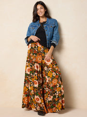 Patti Palazzo Pant -  Orange Floral Cotton