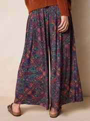 Make A Move "ButterSoft" Knit Palazzo Pant - Mandala Charcoal Floral