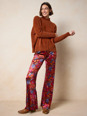 Cali Velvet Flare Pant - Drawn Garden Wine