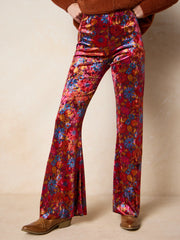 Cali Velvet Flare Pant - Drawn Garden Wine