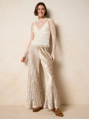 Magic Hour Velvet Pant - Champagne