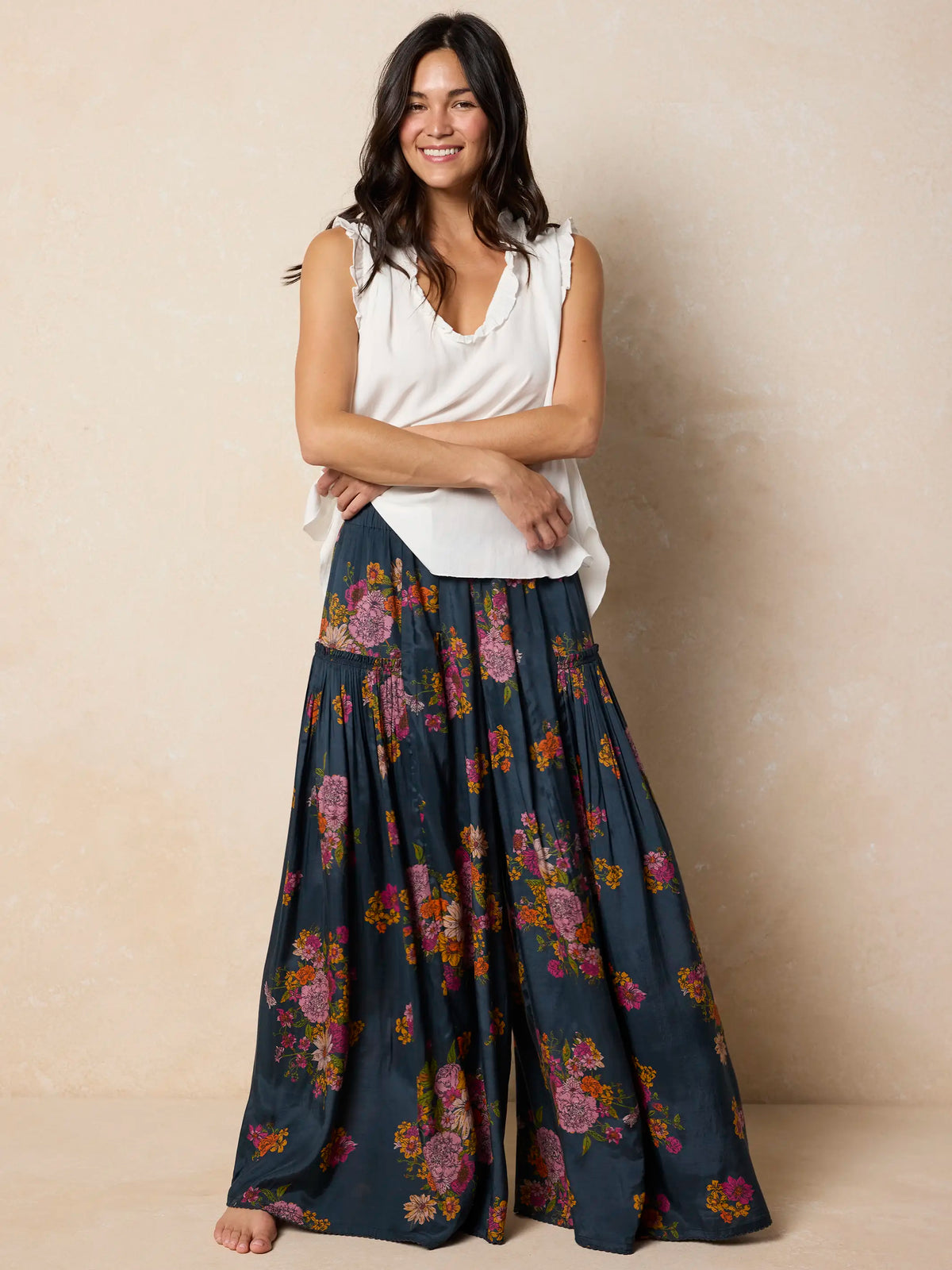 Margaux Wide Leg Pant - English Garden Charcoal