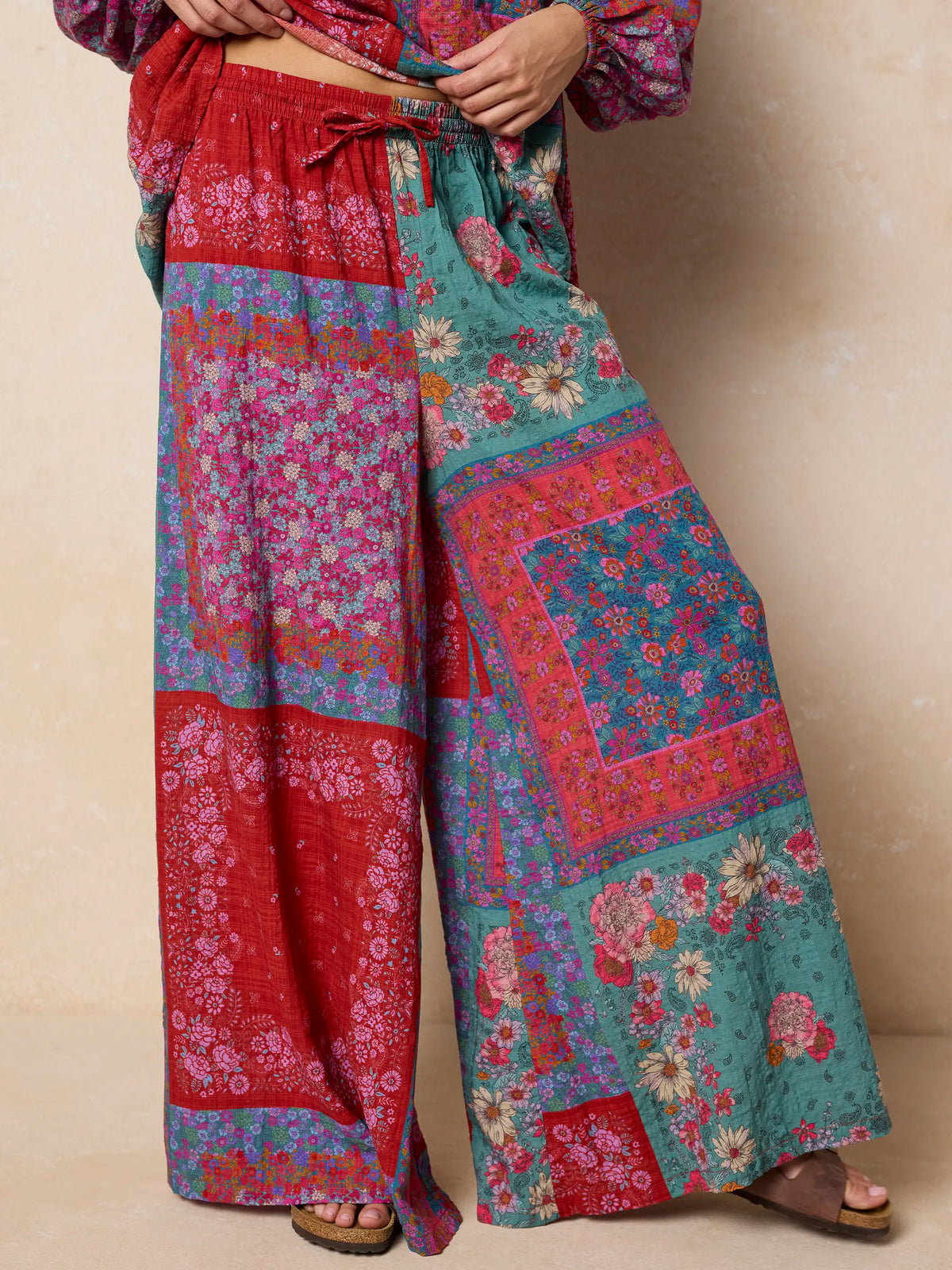 Go With The Flow Wide Leg Pant - Jewel Positano Scarf