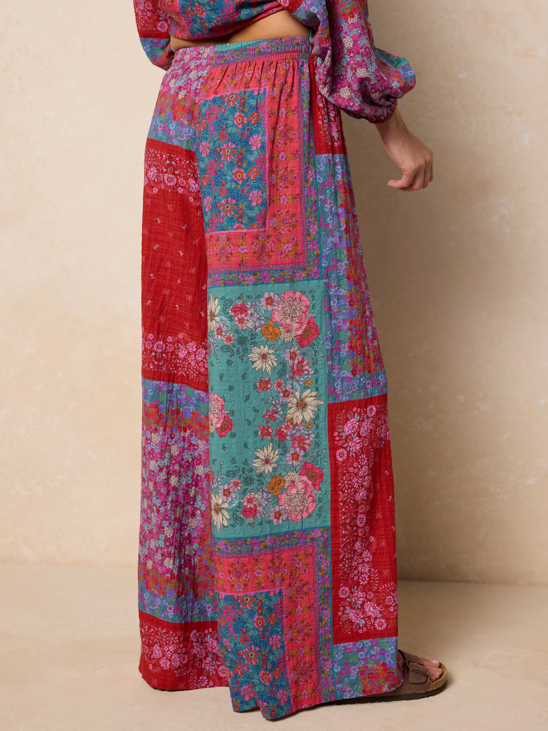 Go With The Flow Wide Leg Pant - Jewel Positano Scarf