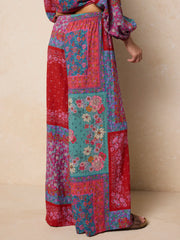 Go With The Flow Wide Leg Pant - Jewel Positano Scarf