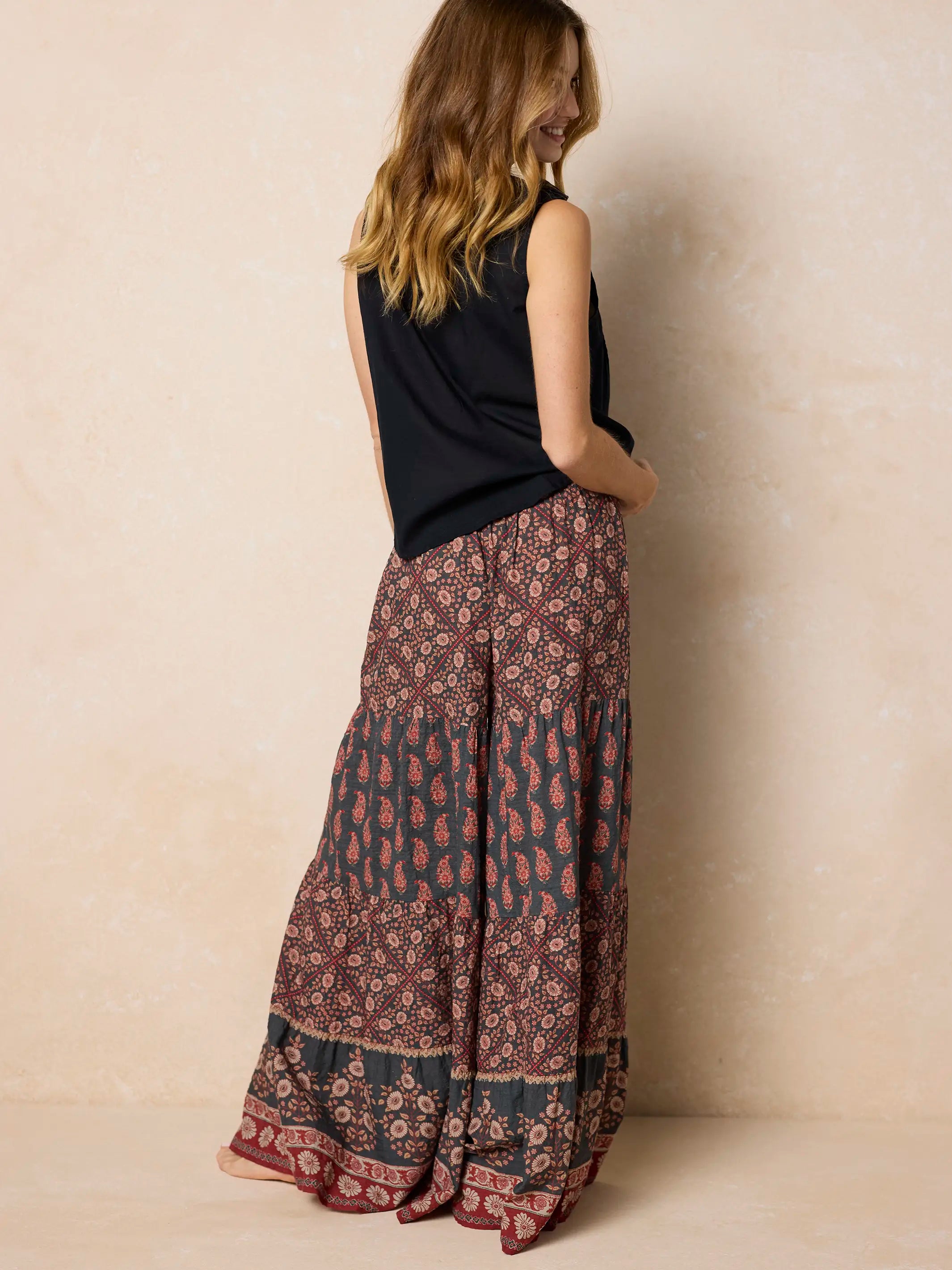 Patti Palazzo Pants - Wildflower Medallion Border