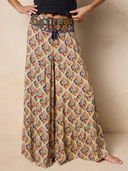 Cami Tie-Front Palazzo Pant - Ditsy Diamonds Cream