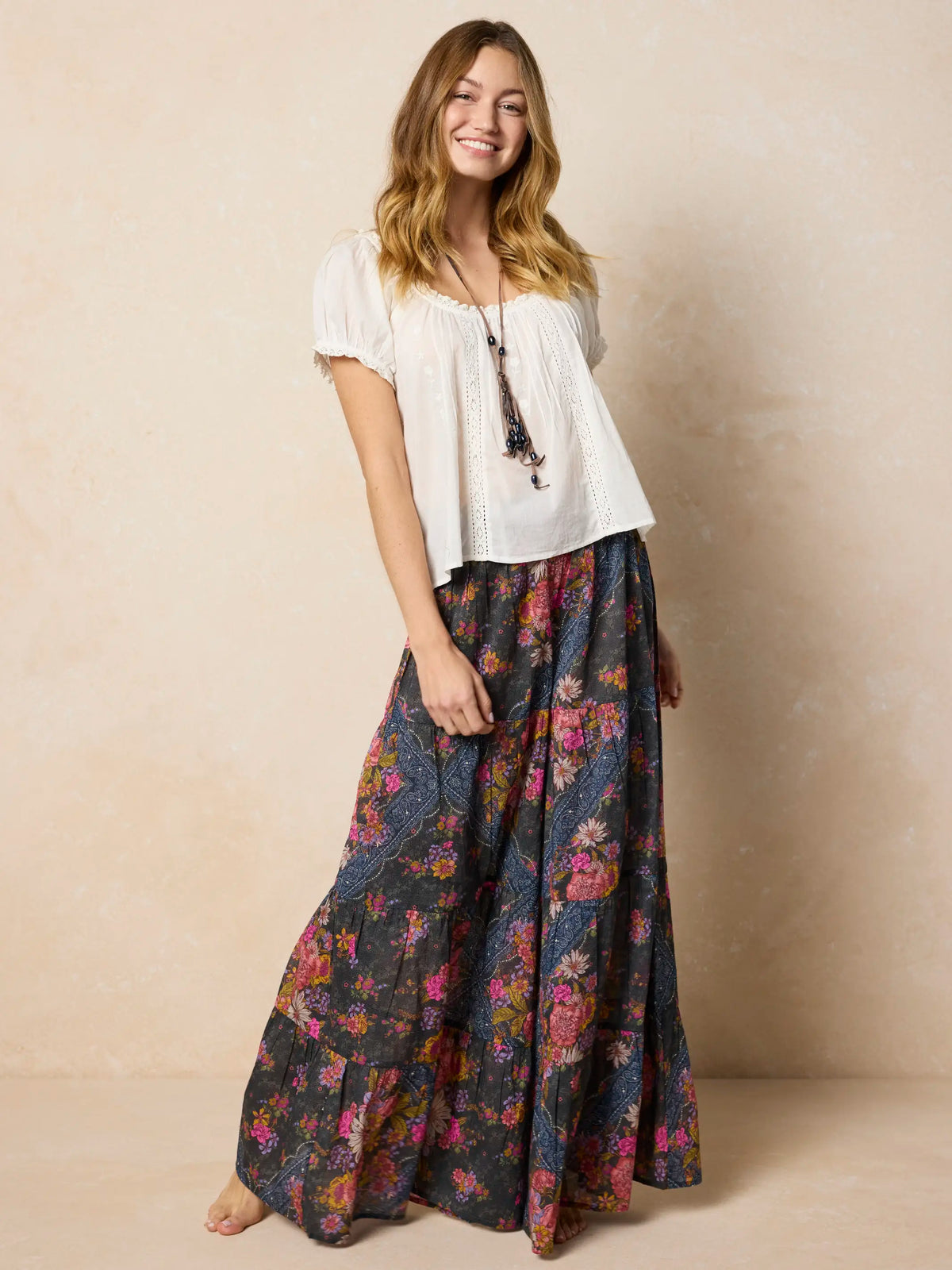 Patti Palazzo Pants - English Garden Charcoal Cotton