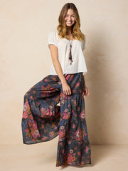 Patti Palazzo Pant - English Garden Charcoal Cotton