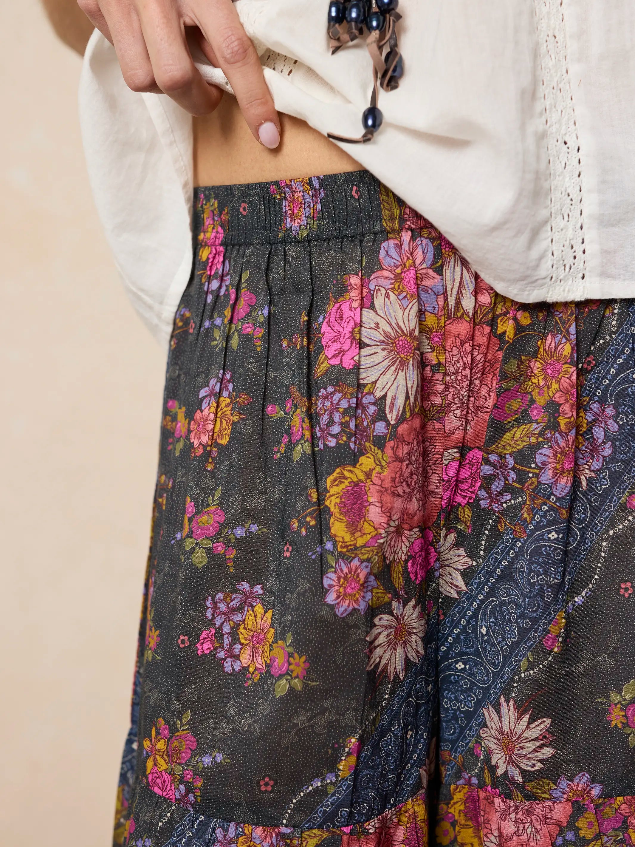 Patti Palazzo Pants - English Garden Charcoal Cotton