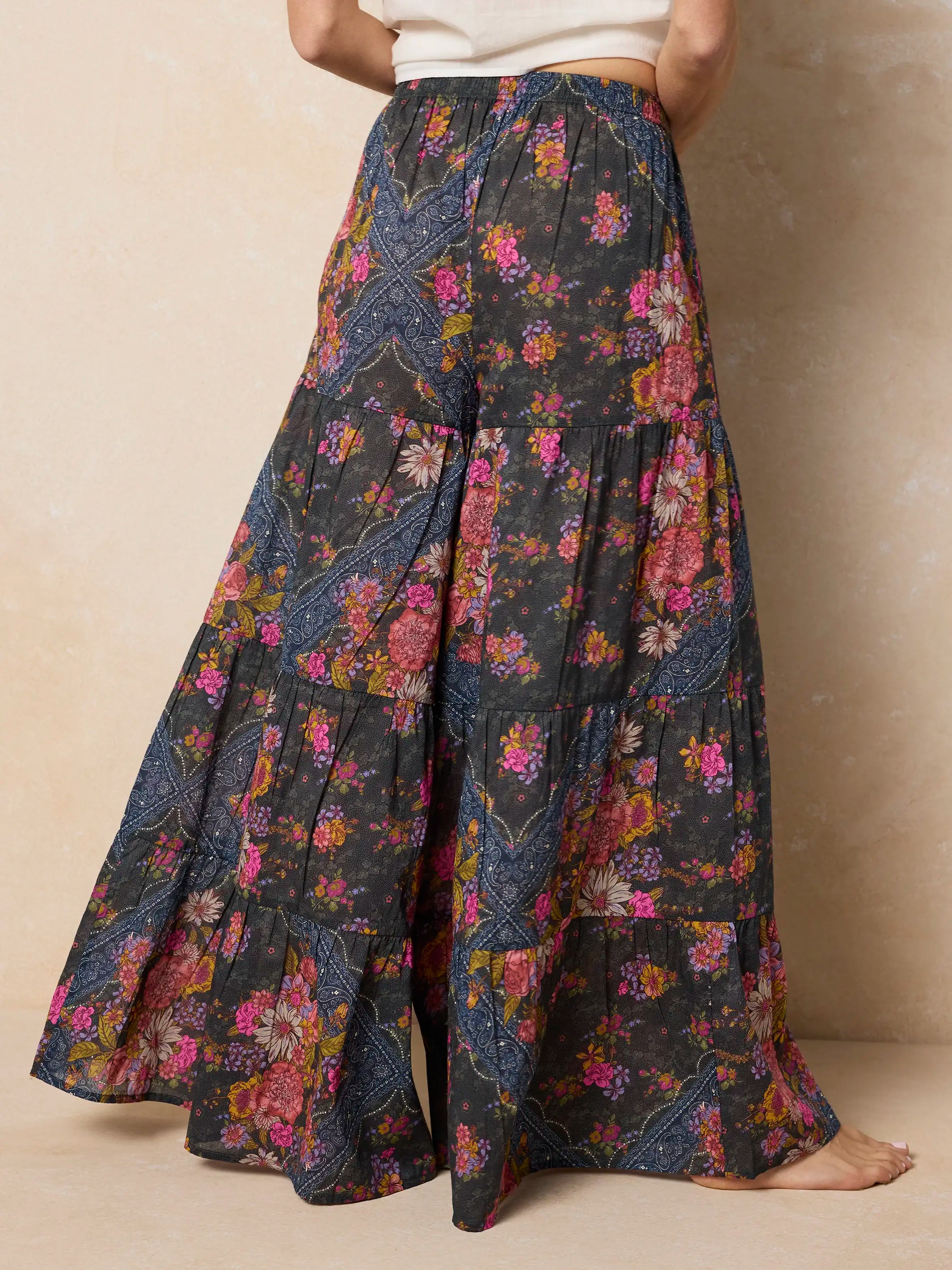 Patti Palazzo Pant - English Garden Charcoal Cotton