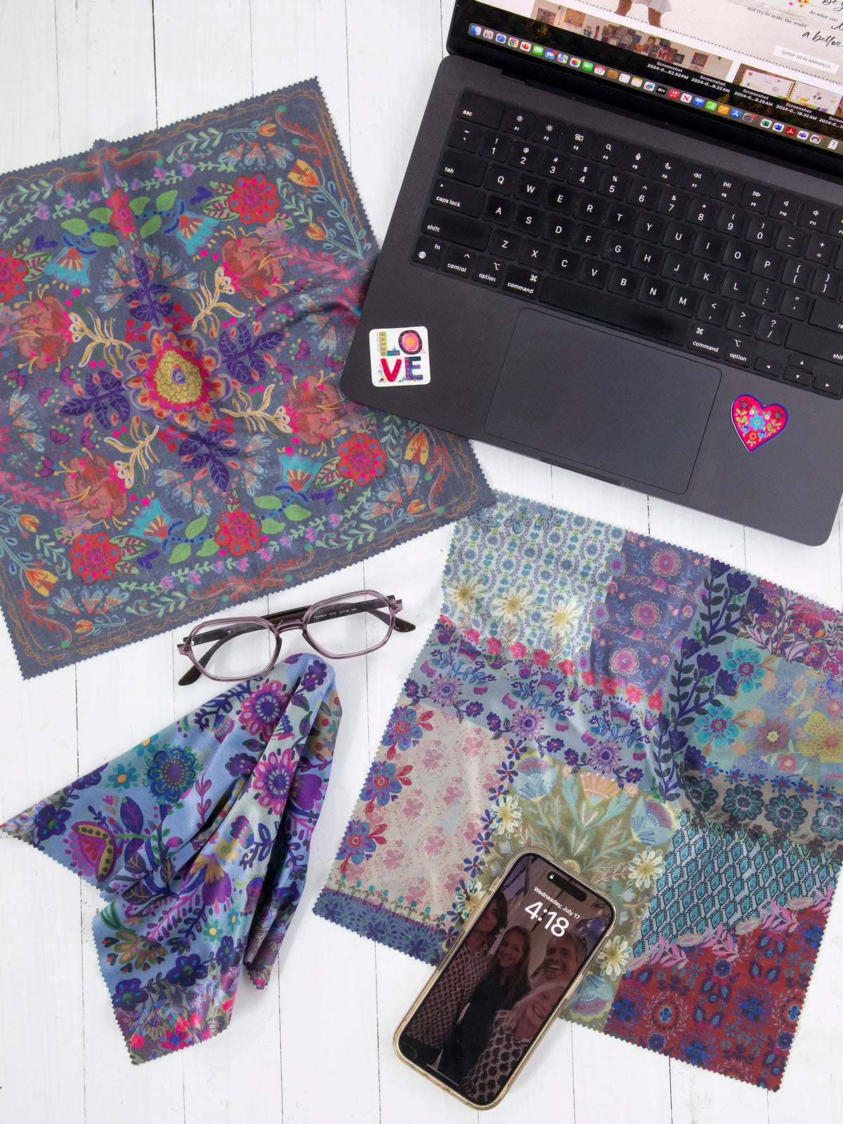 Eyeglass Cleaner Cloths, Set of 3 - Border Folk Garden