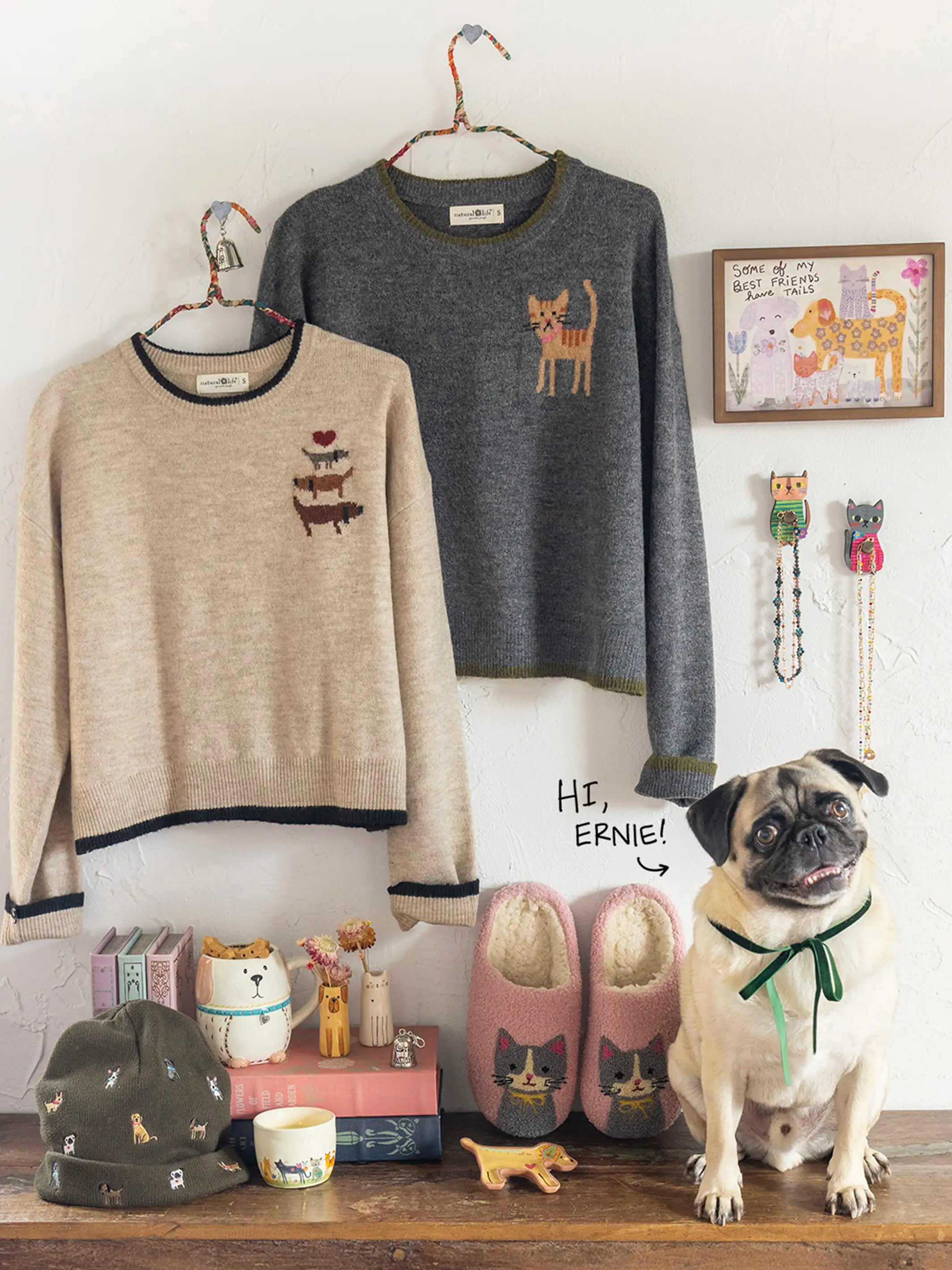 Embroidered Beanie - Olive Dogs