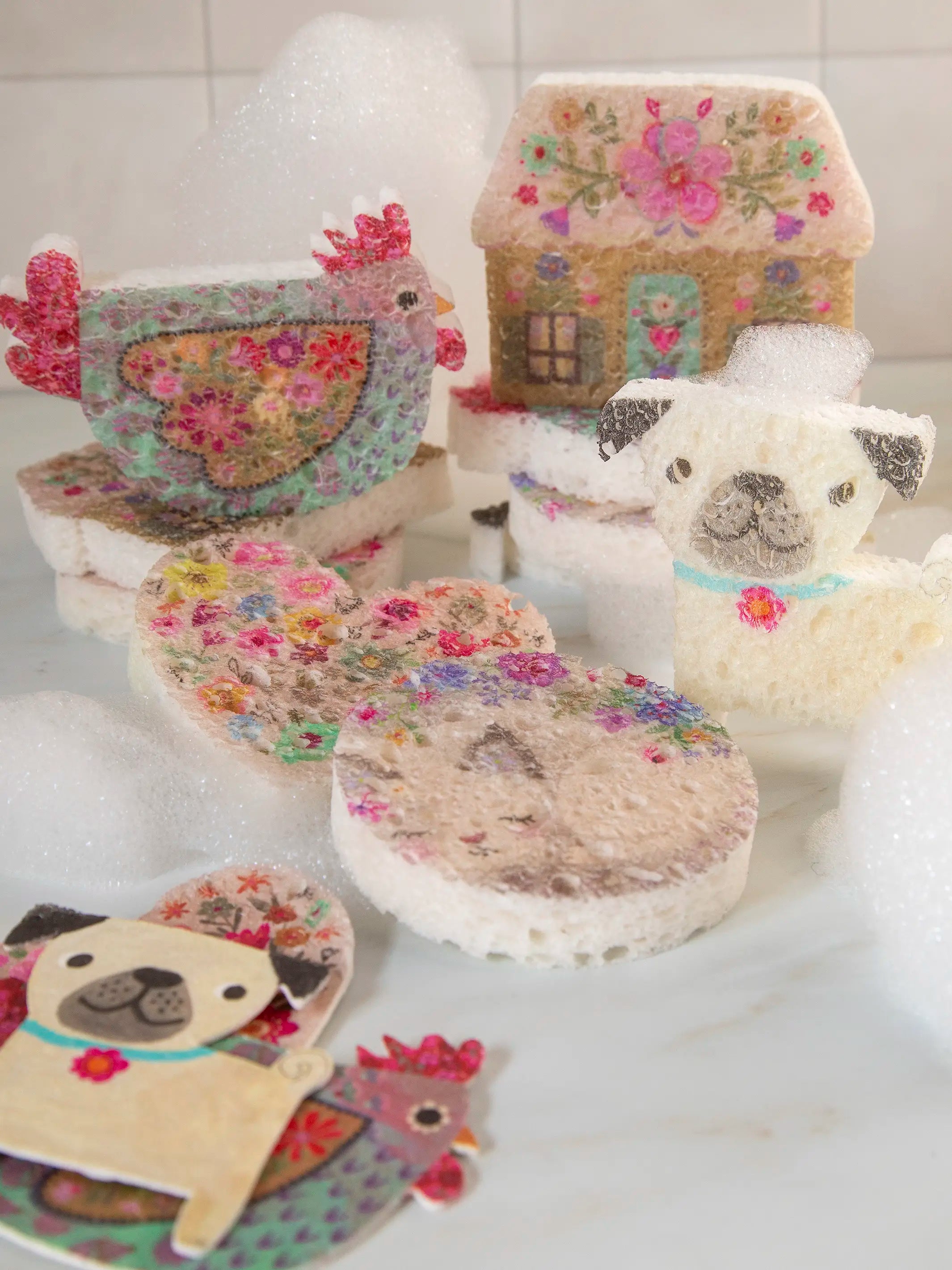 Puff Up Sponges, Set of 5 - Heart