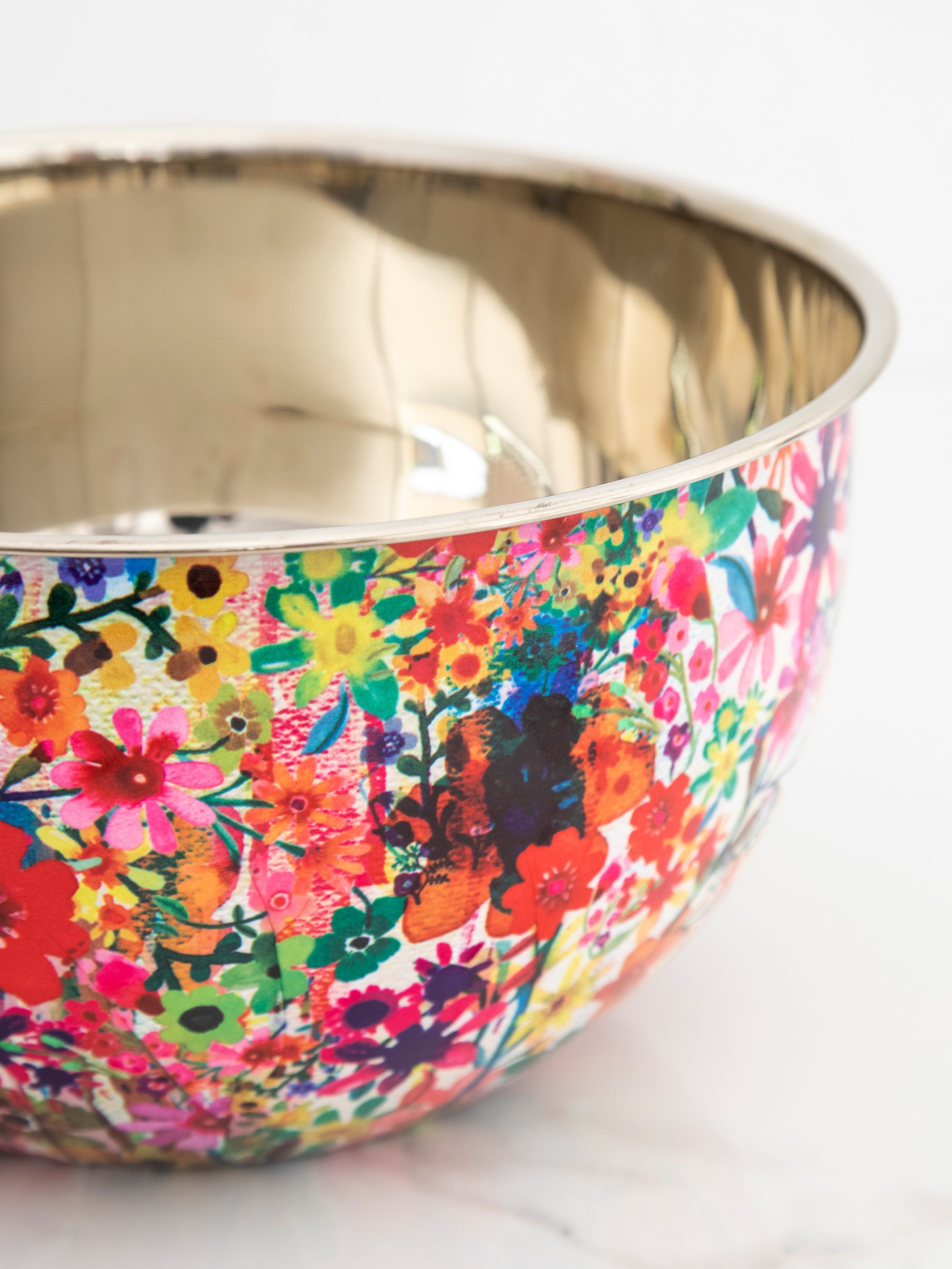 Stainless Steel Bowl - Large Watercolor Floral