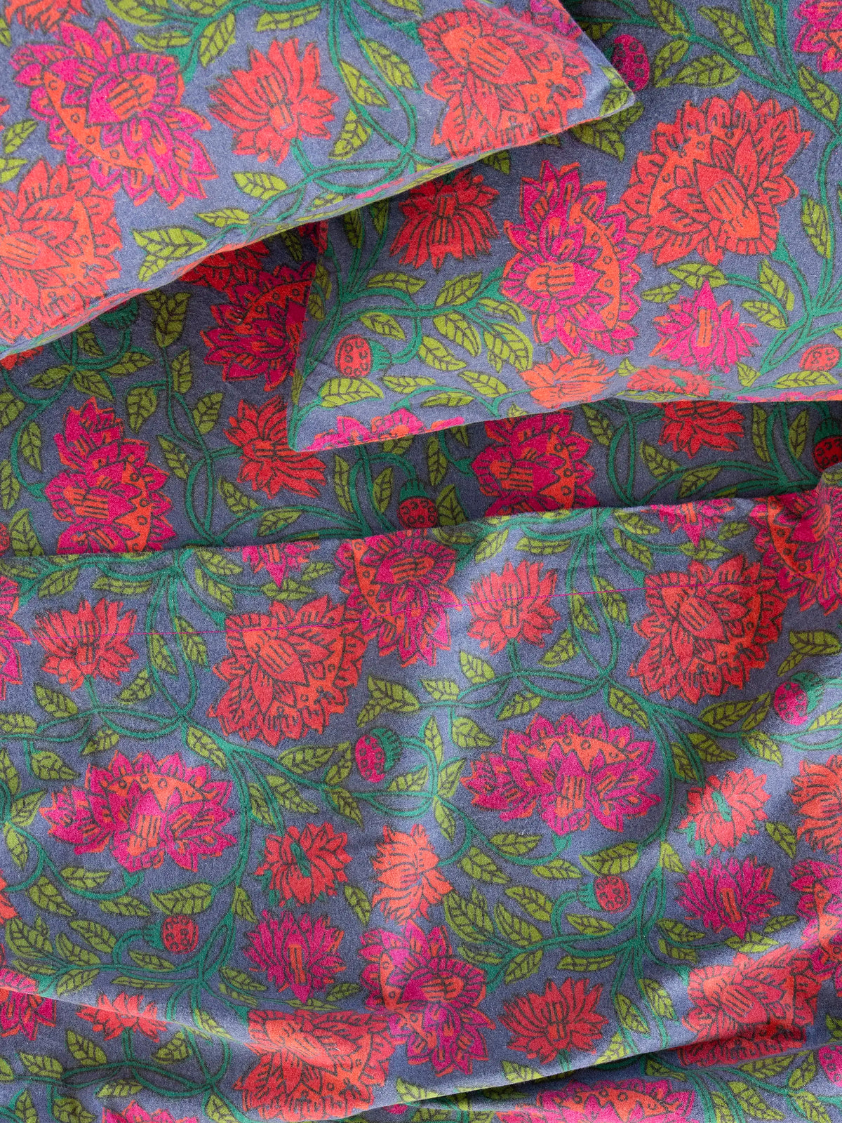 Flannel Sheet Set - Blue Lush Zinnias