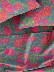 Flannel Sheet Set - Blue Lush Zinnias