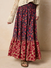 Flora Convertible Maxi Skirt - Ornate Paisley Navy Cotton