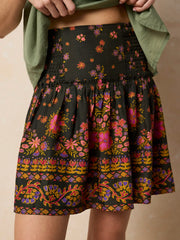 Malia Mini Skirt - Blooming Bandana Charcoal