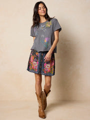 Elaina Mini Skirt - English Garden Charcoal