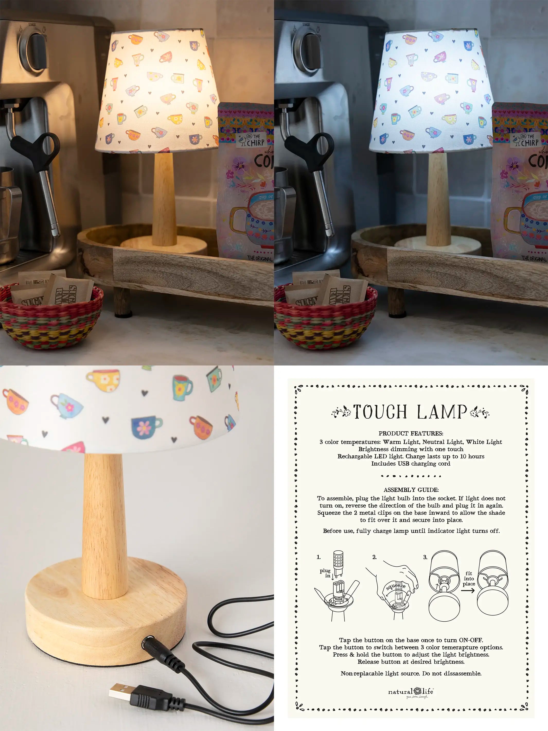 Touch Lamp - Cream Coffee Cups