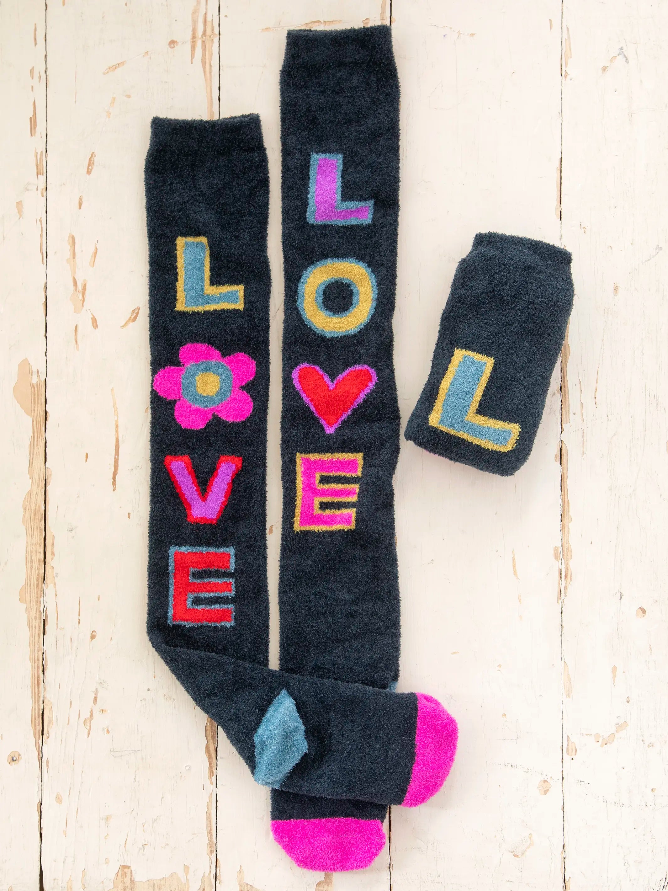 Over-the-Knee Cozy Socks - Navy Love