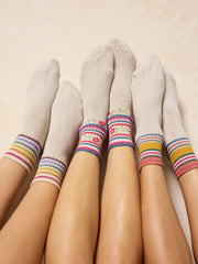 Striped Retro Crew Socks, Set of 3 - Rainbow