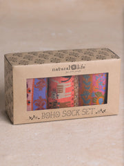 Boxed Boho Sock Set, Set of 3 - Cat