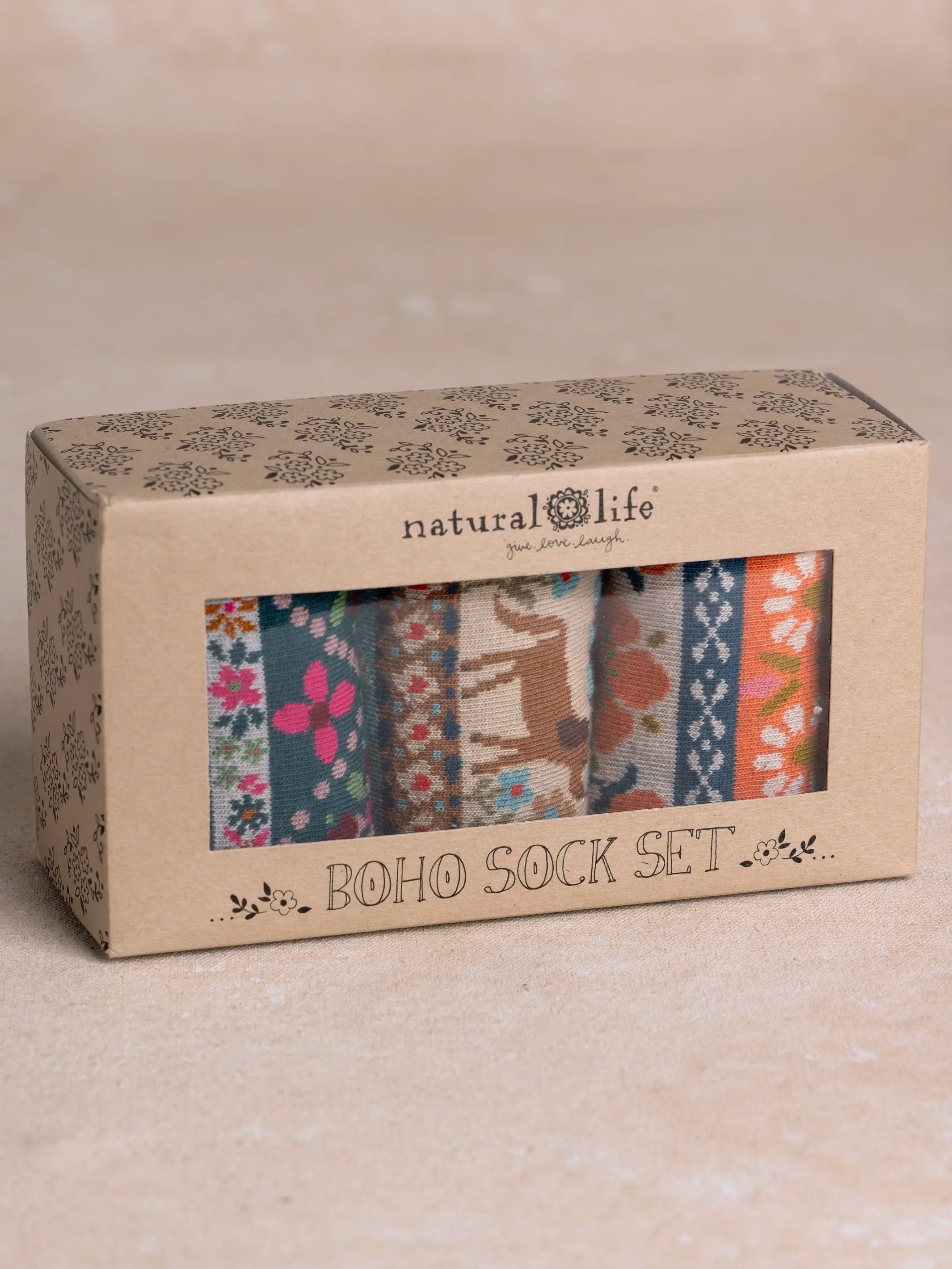 Boxed Boho Sock Set, Set of 3 - Dog