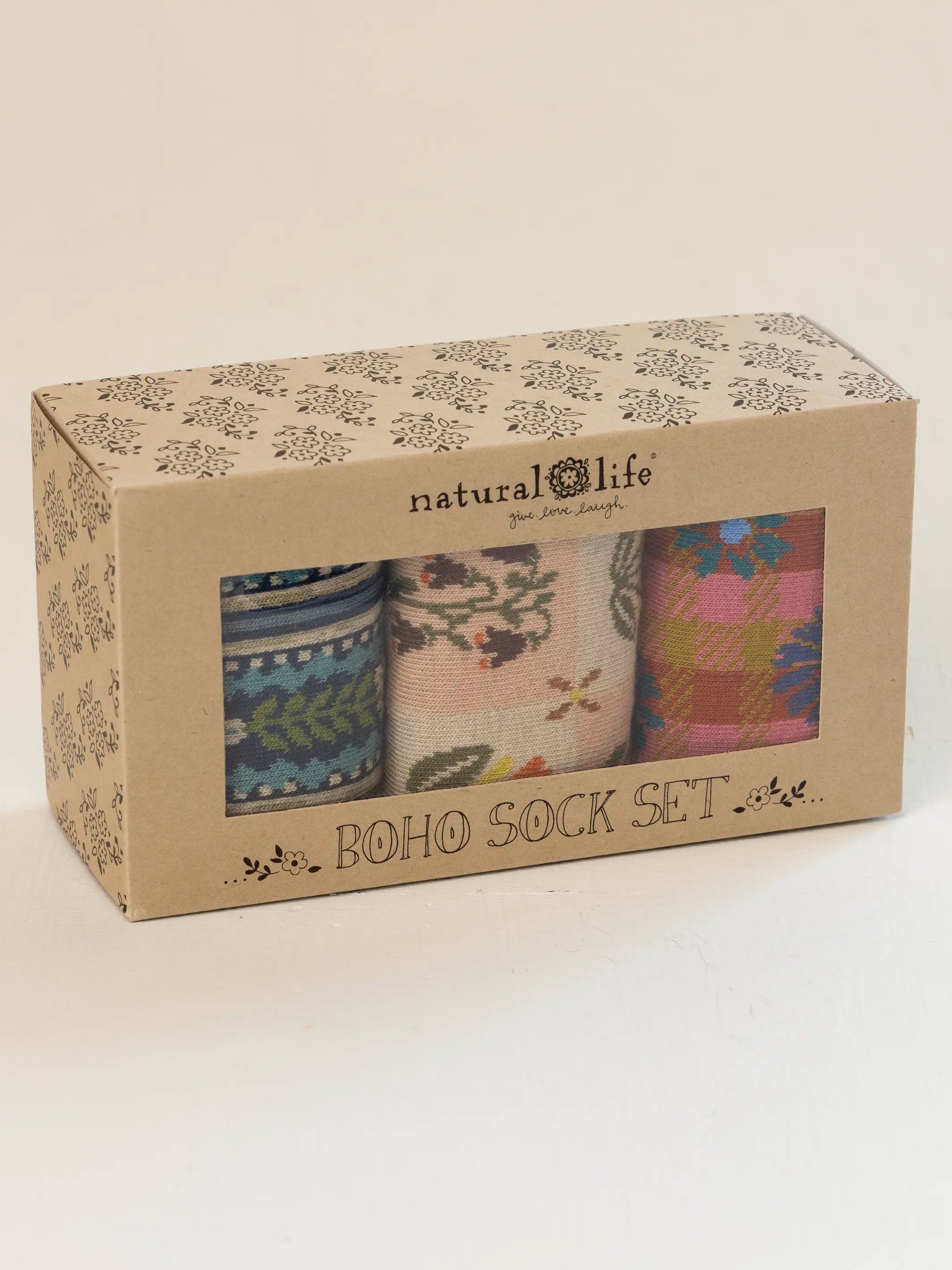 Boxed Boho Sock Set, Set of 3 - Garden Patch Blush