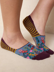 No Show Socks, Set of 2 - Jewel Border