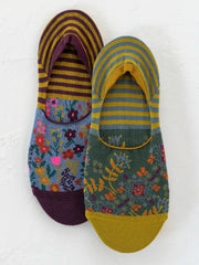 No Show Socks, Set of 2 - Jewel Border
