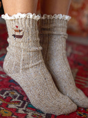 Little Things Embroidered Socks - Dog