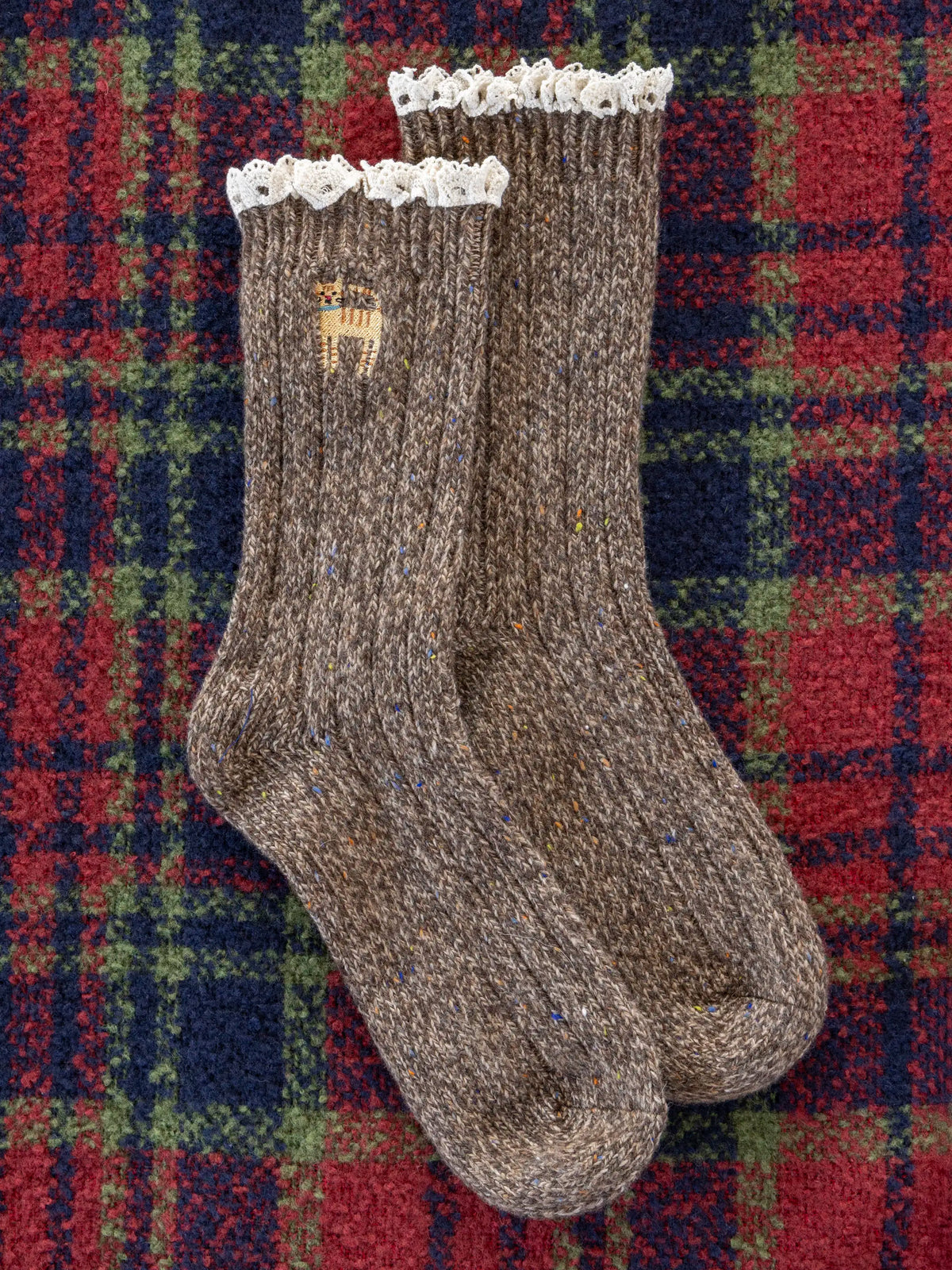 Little Things Embroidered Socks - Cat