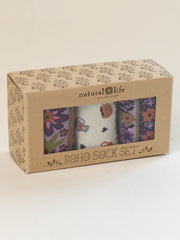Boxed Boho Sock Set, Set of 3 - Coffee Cups