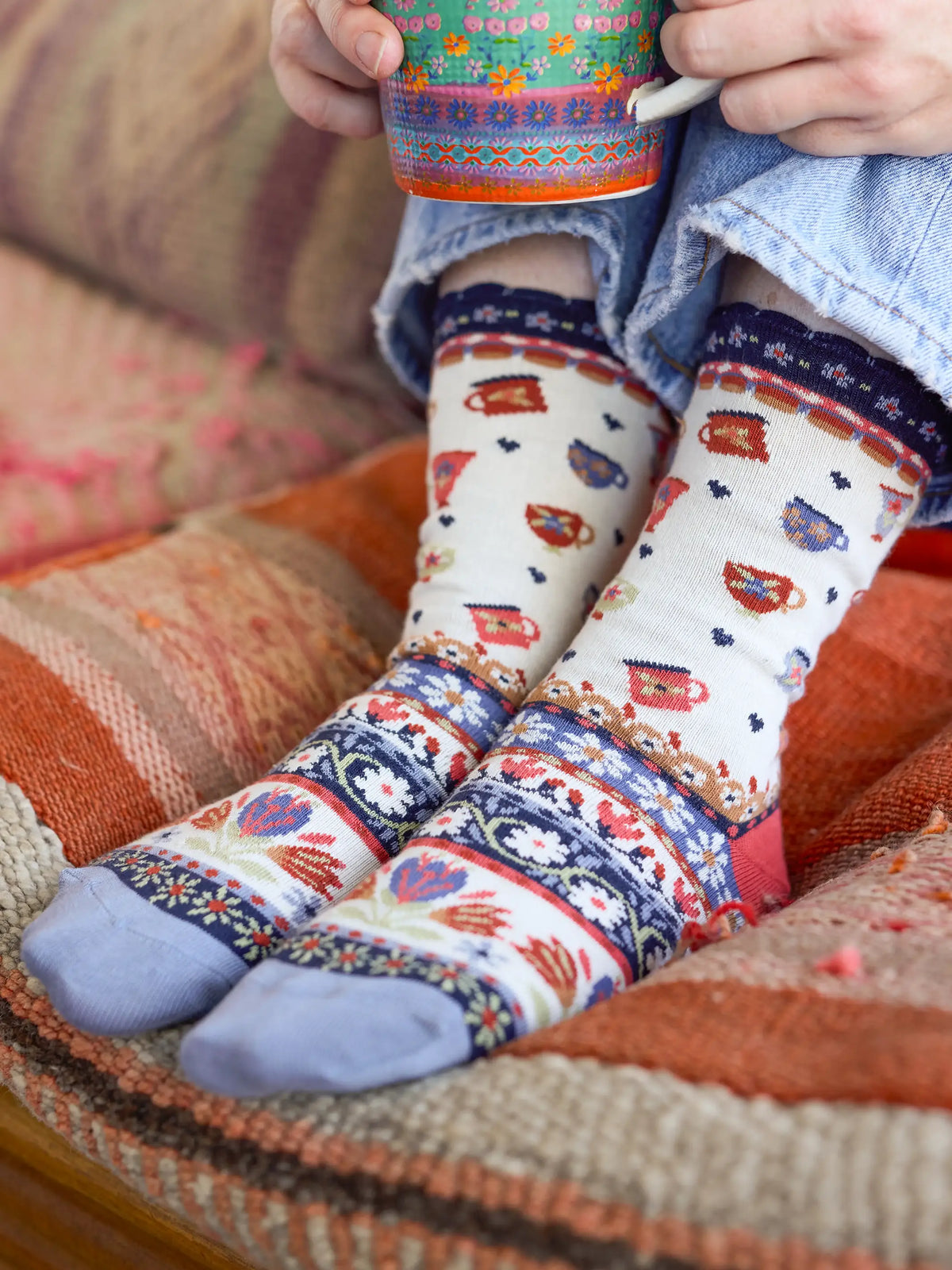 Boxed Boho Sock Set, Set of 3 - Coffee Cups
