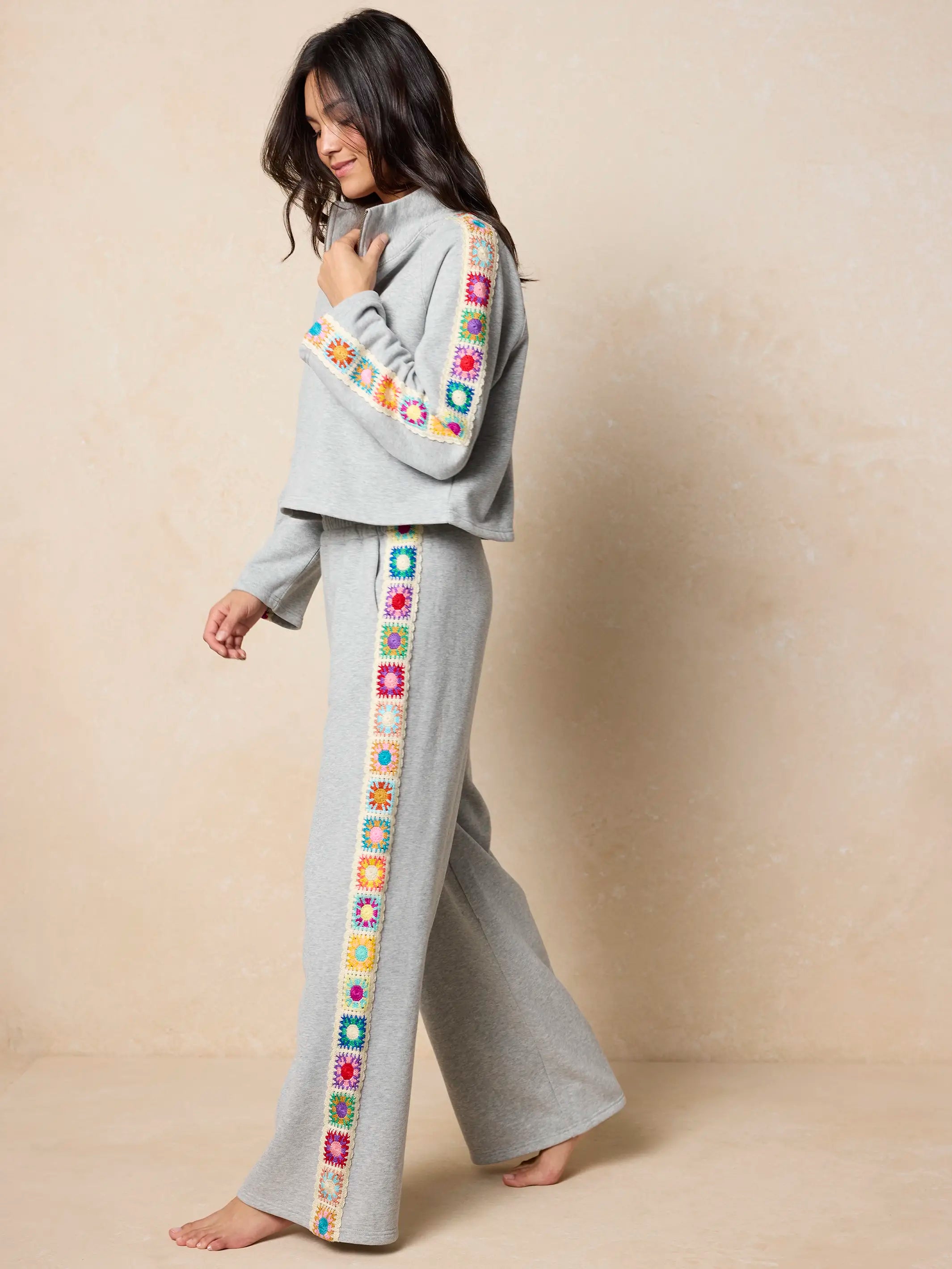 Lyvie Trim Sweatpant - Heather Grey