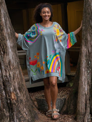 Billie Oversized Sweatshirt - Dusty Blue Rainbow