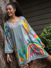 Billie Oversized Sweatshirt - Dusty Blue Rainbow