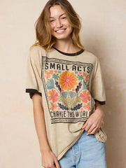 Ringer Oversized Tee Shirt - Small Acts