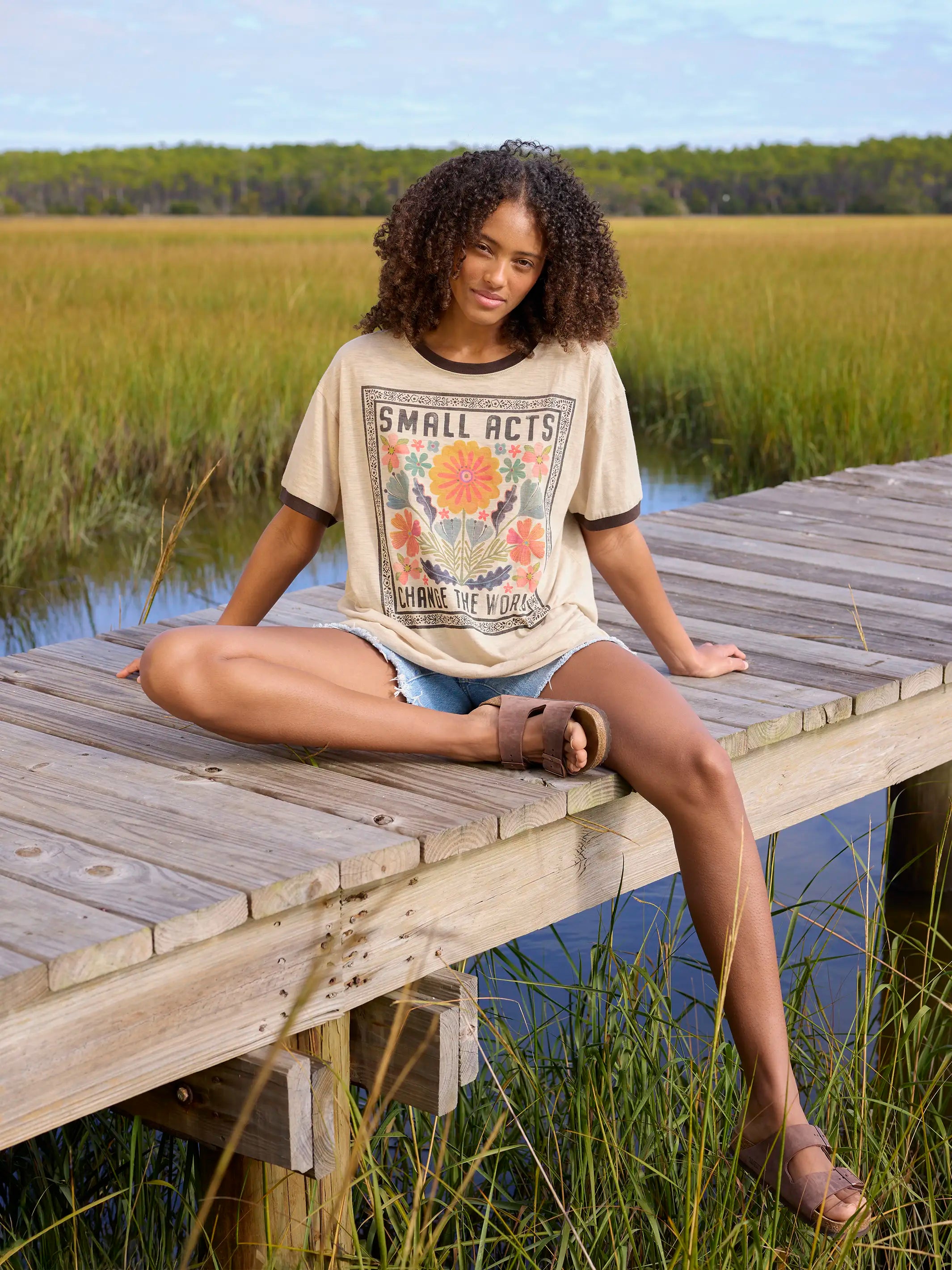 Ringer Oversized Tee Shirt - Small Acts