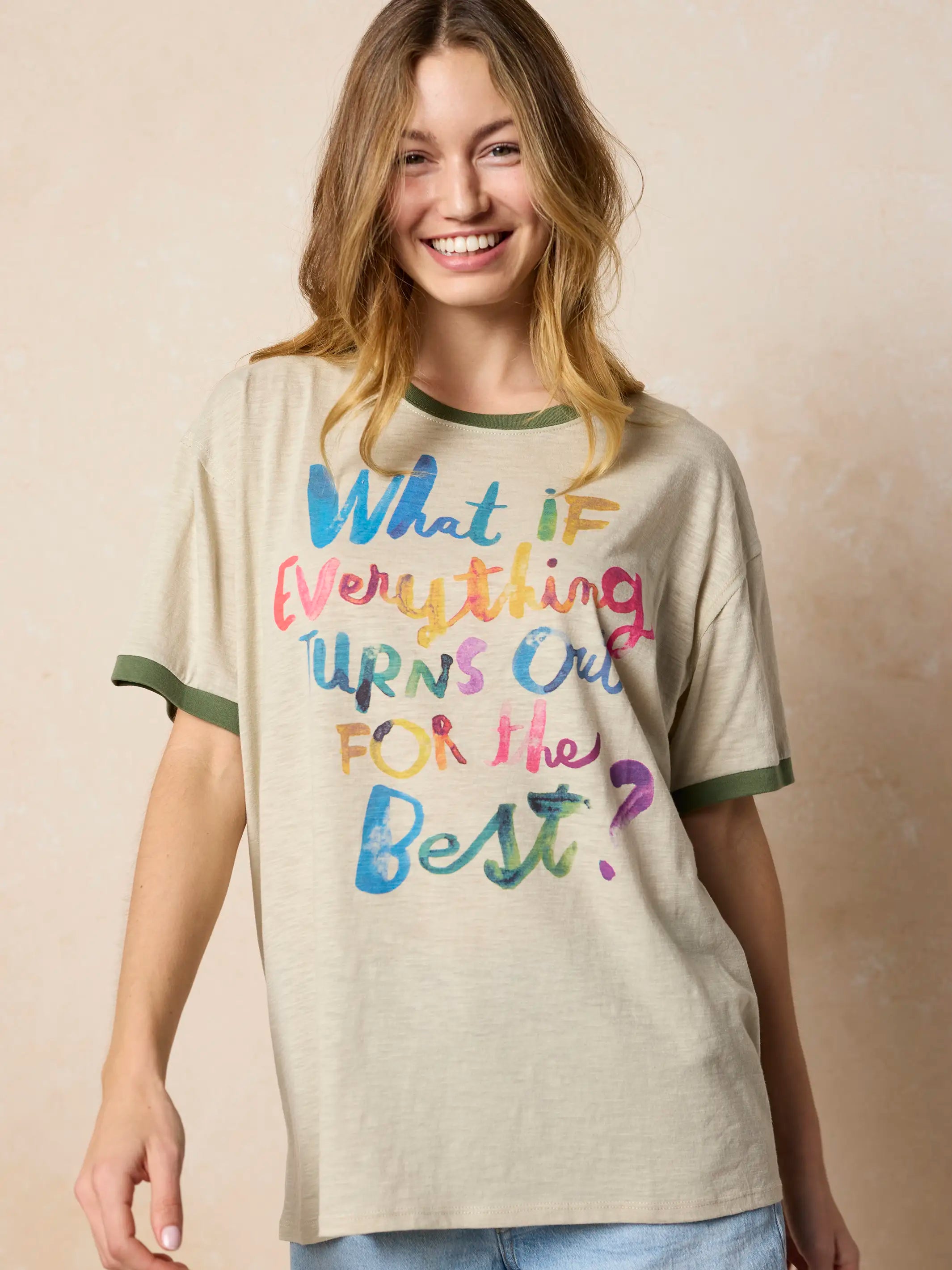 Ringer Oversized Tee Shirt - For The Best